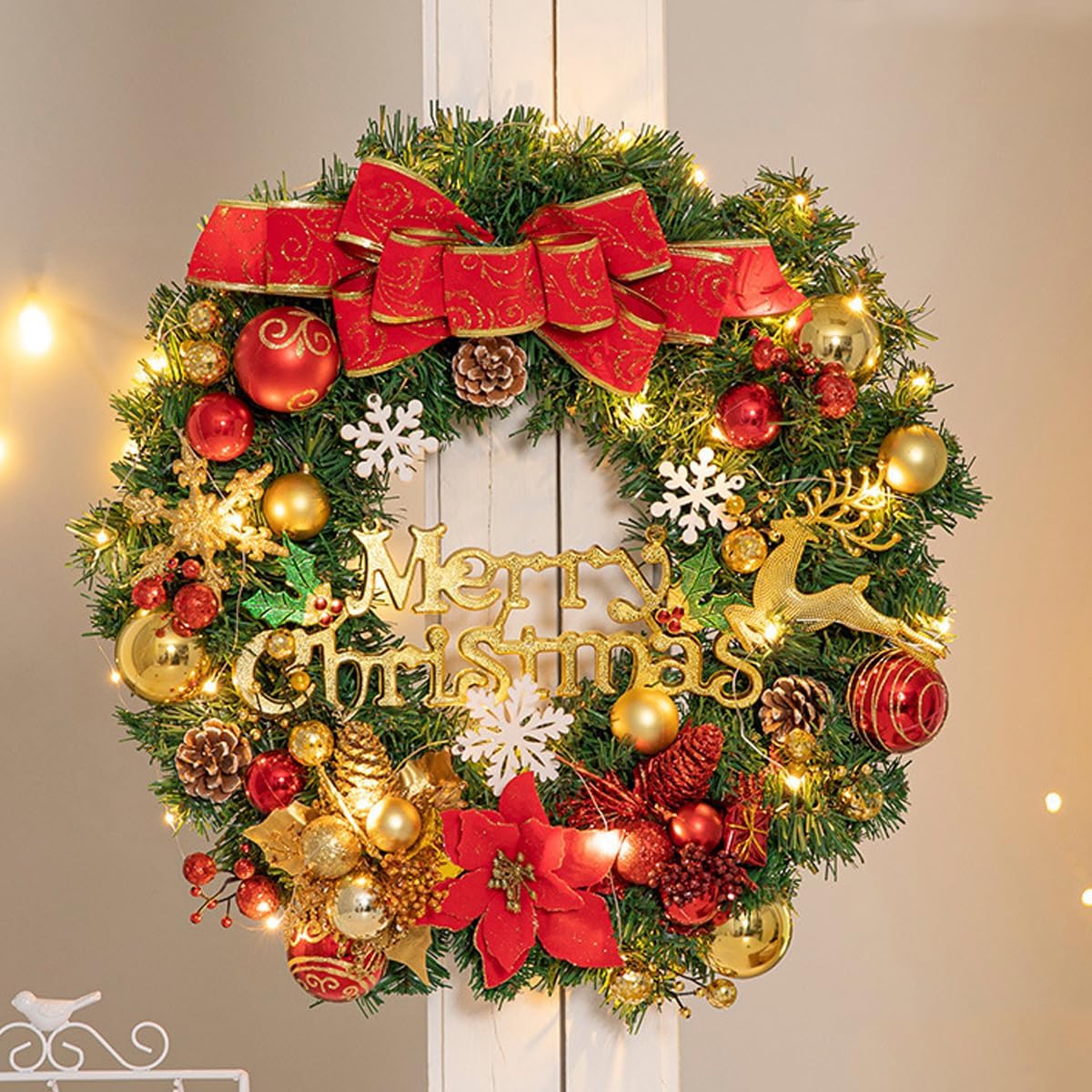 クリスマスリース 50cm 60cm 玄関ドア用 大きい 玄関リース 壁掛け